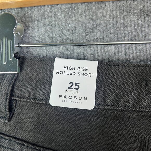 NWT Pacsun Womens‎ 25 Black High Rise Rolled Short Button Fly Cuffed Flat Front - Picture 4 of 9